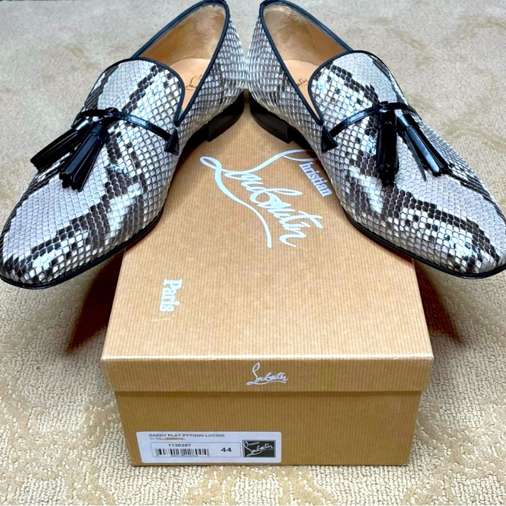 Authentic Rare Louboutin Daddy Flat Python Lucido
